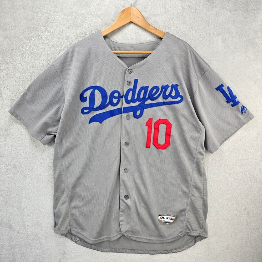 Majestic Los Angeles Dodgers Jersey Sz 52 Gray 2018 Patch Justin Turner